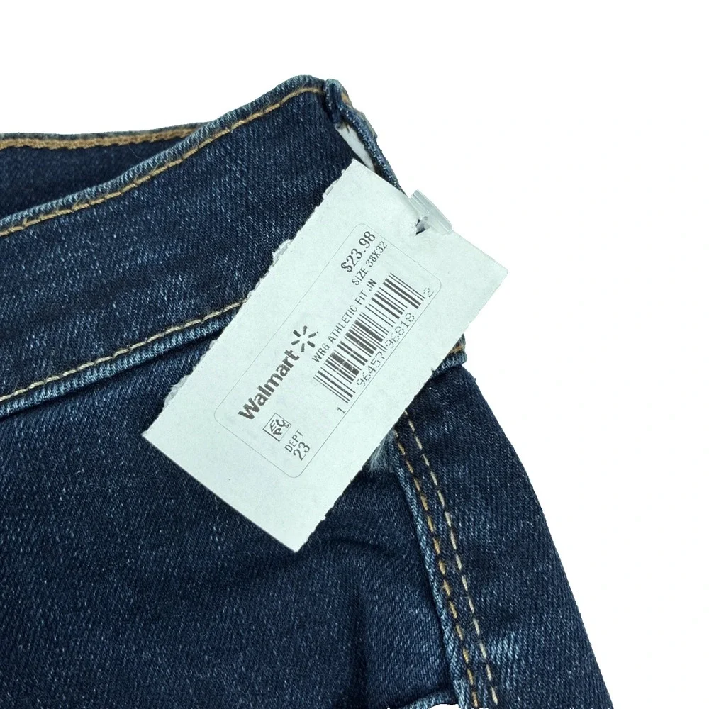 New Mens Wrangler Athletic Fit Tapered Denim Jeans Size 38x32 NWOT Dark Wash